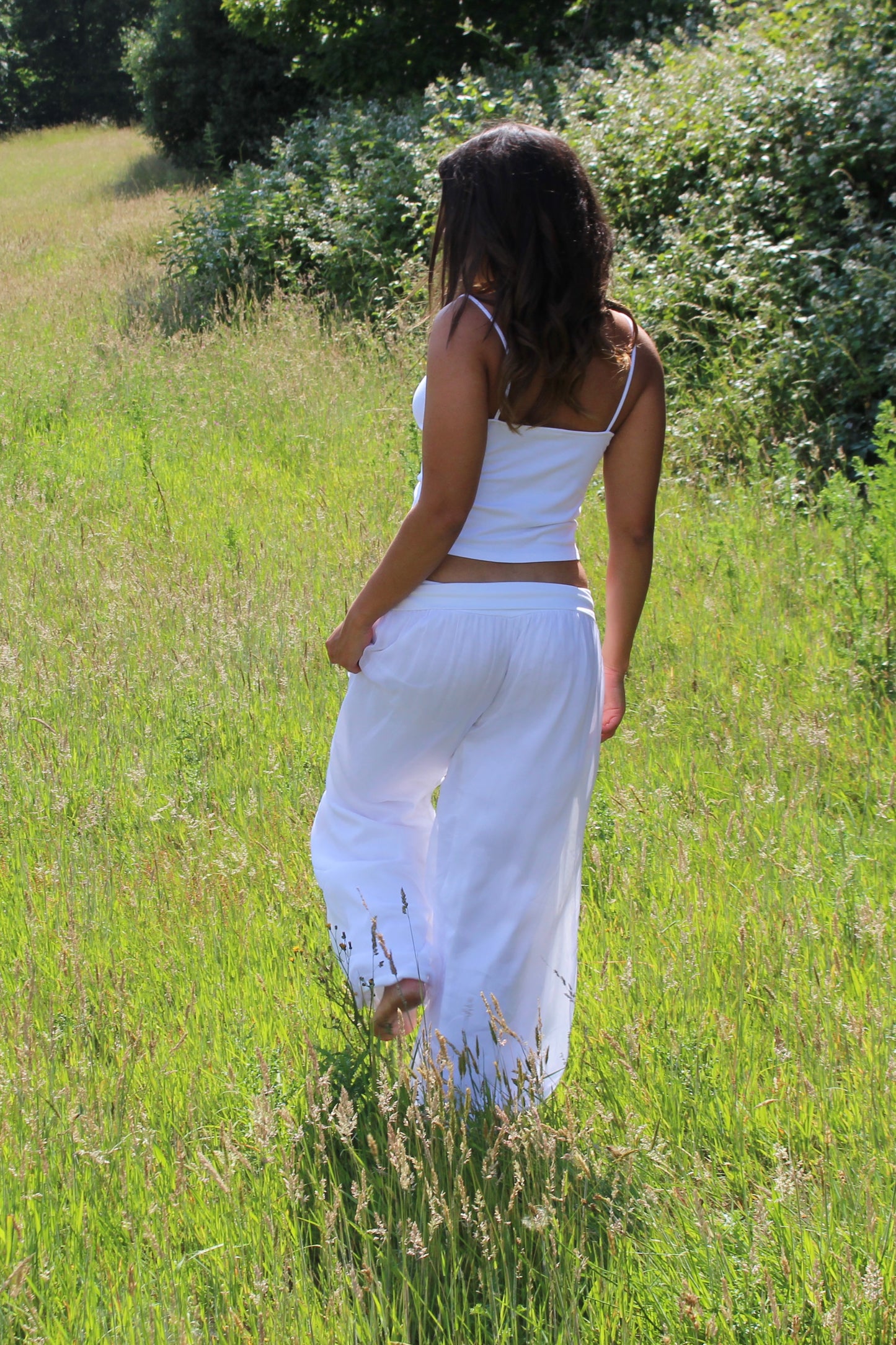 White Silk Trousers