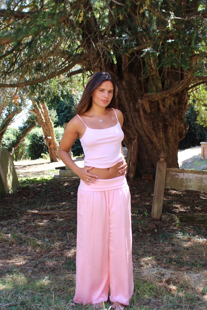 Ballet Pink Silk Trousers
