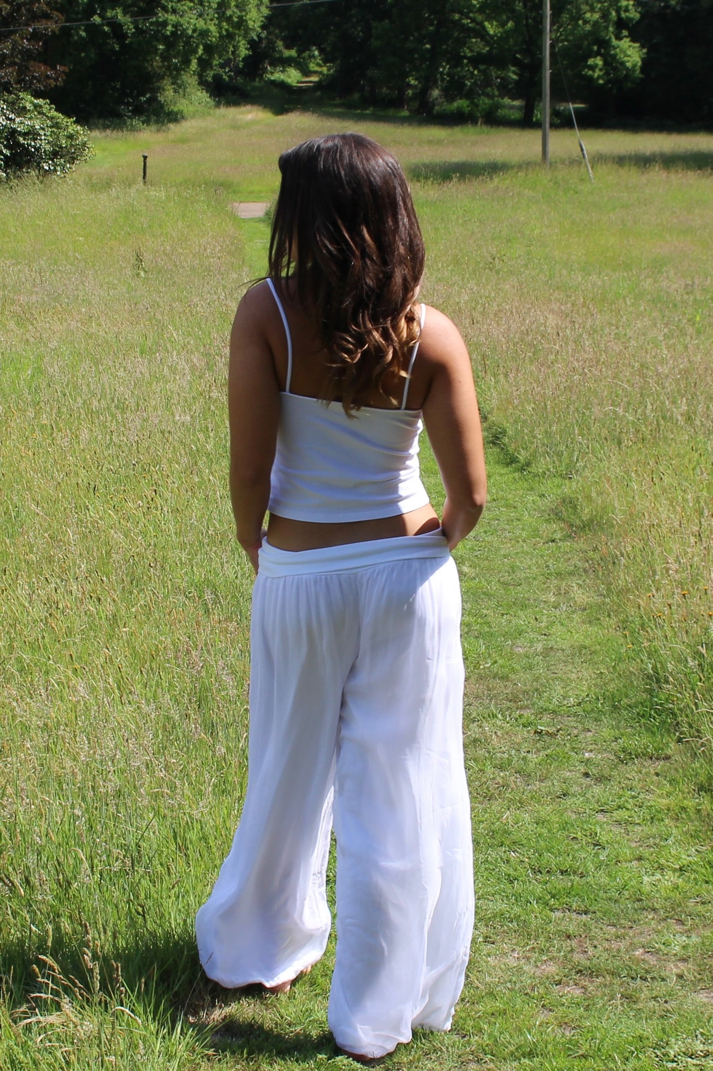 White Silk Trousers