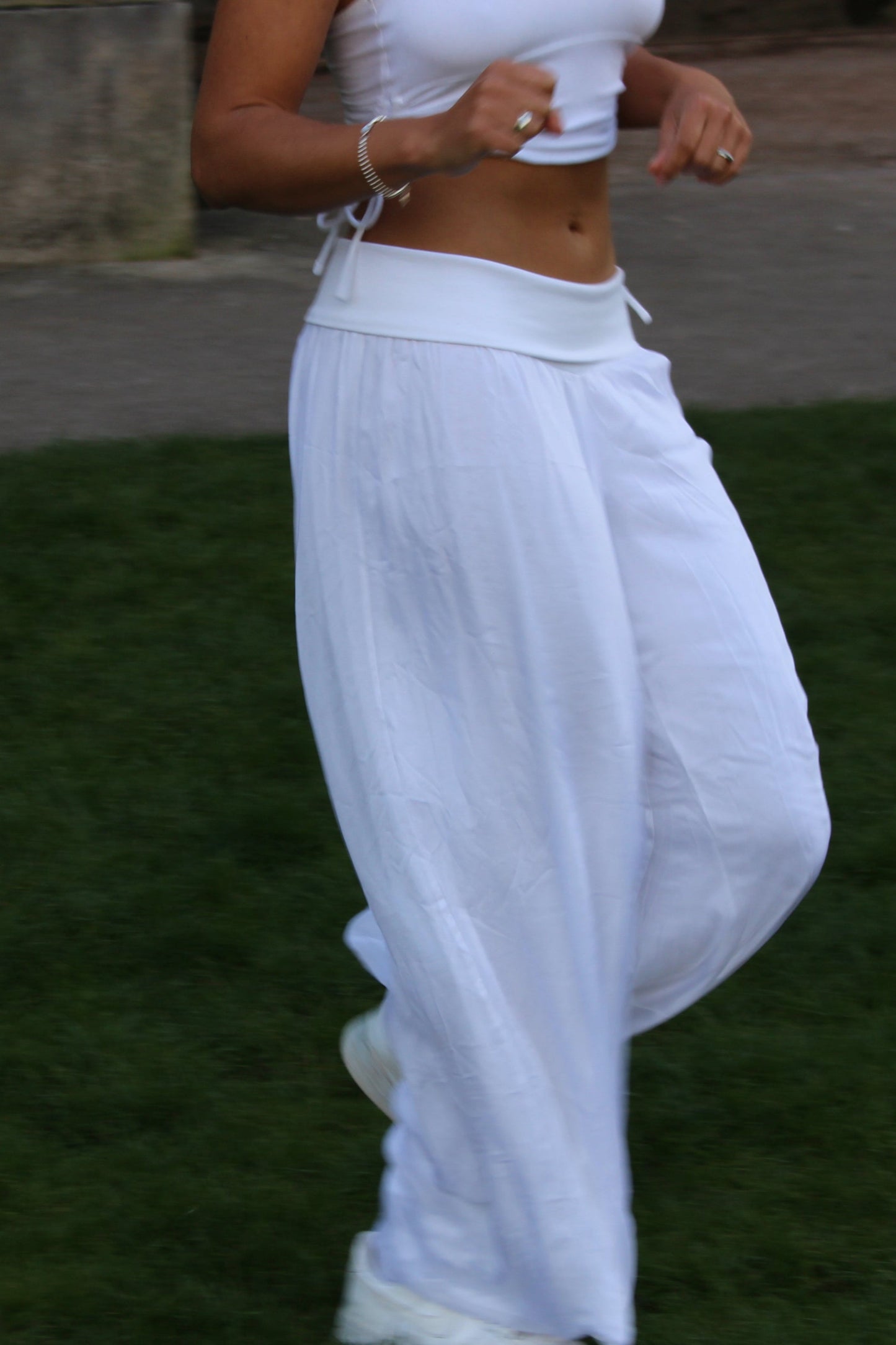 White Silk Trousers