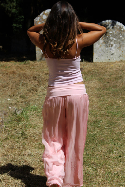 Ballet Pink Silk Trousers