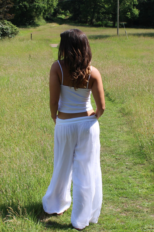 White Silk Trousers